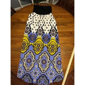 Lilka Anthropologie Mixed Medallion Print Maxi Dress Black Purple Yellow Small